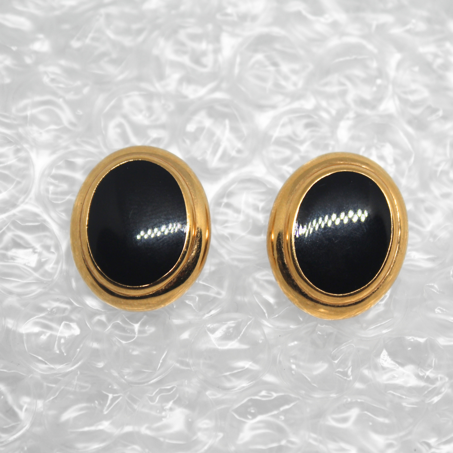 Black and Gold Oval Earrings