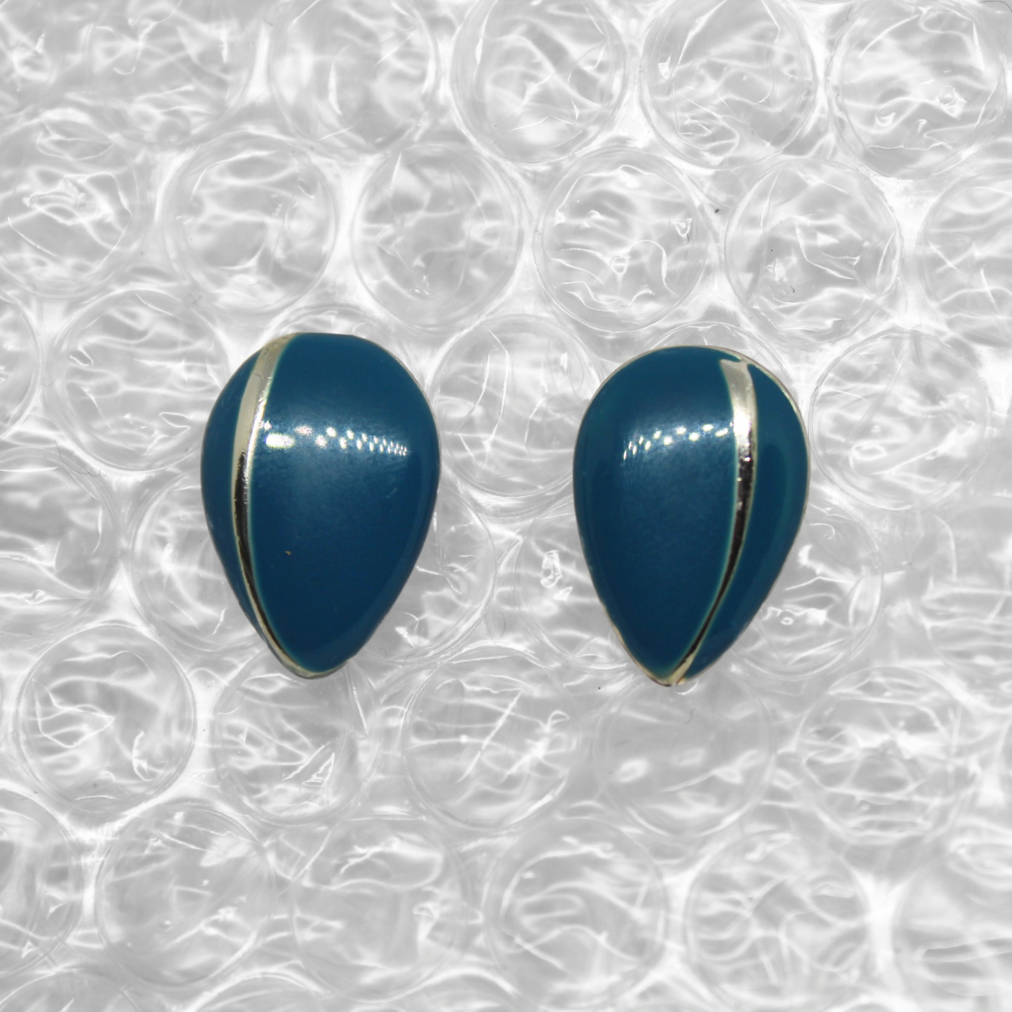 Teal Teardrop Enamel Studs