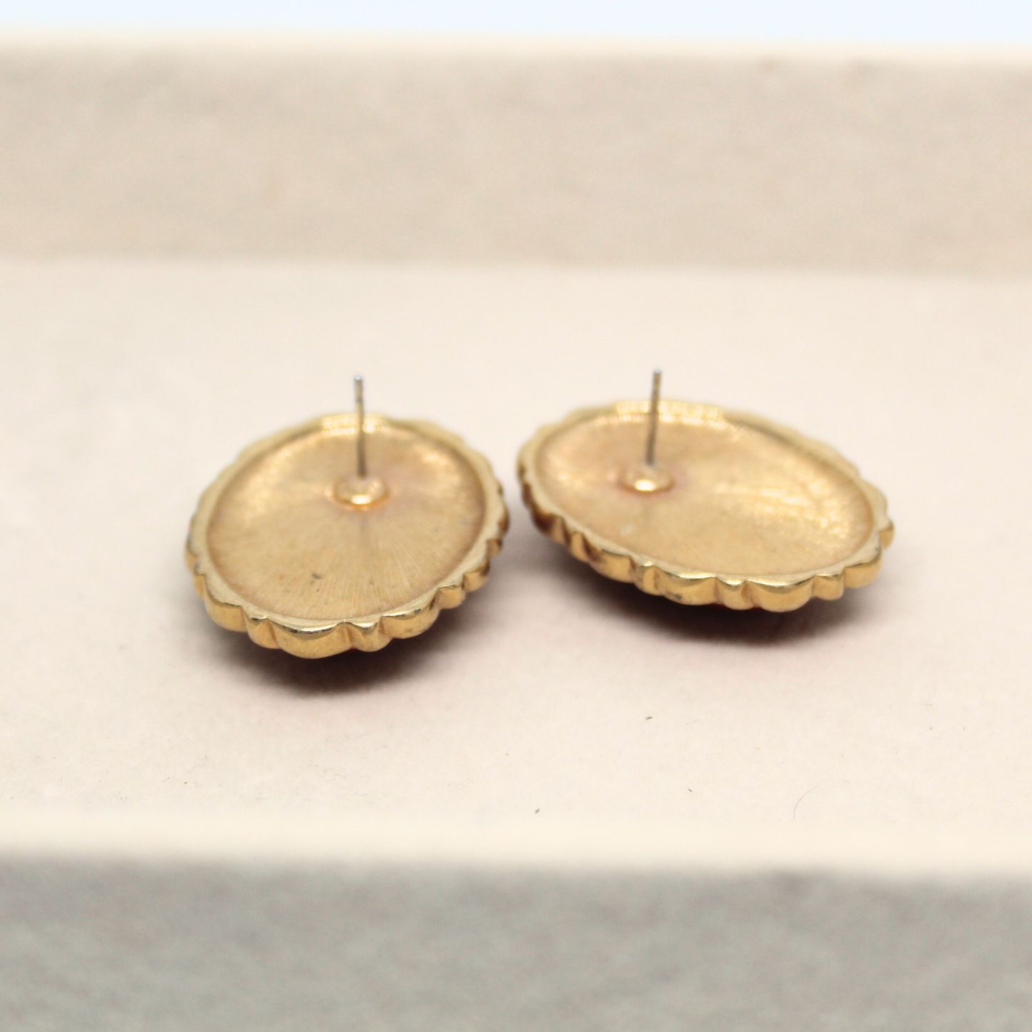 Red Cabochon Stud Earrings