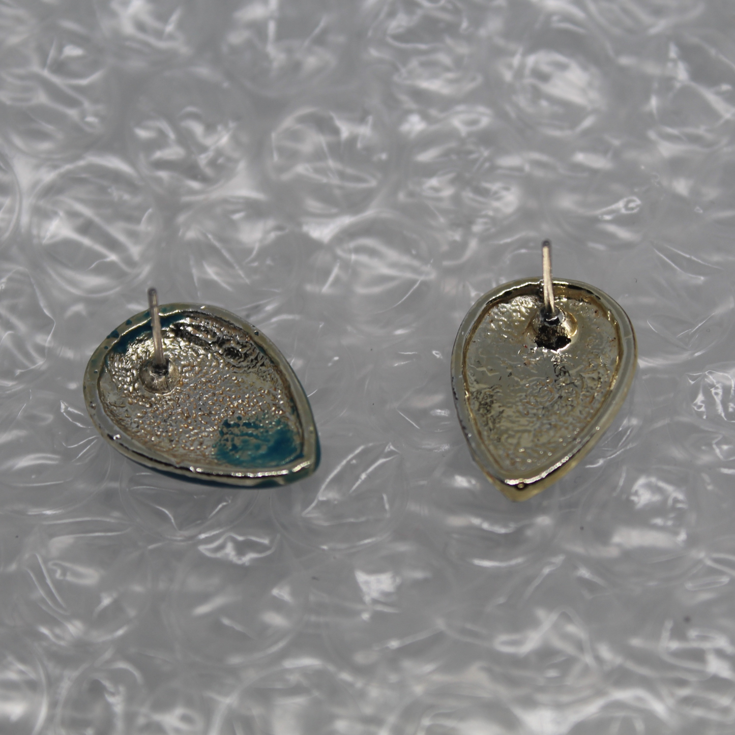 Teal Teardrop Enamel Studs