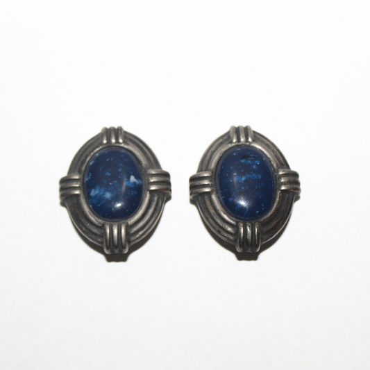 Midnight Blue Cabochon Earrings