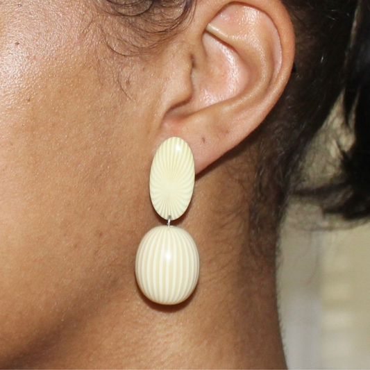 Irregular Cream Striped Earrings
