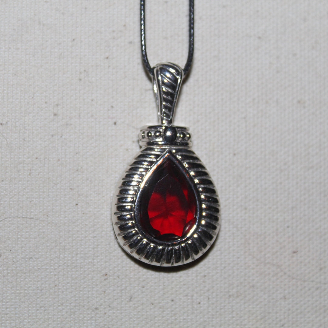 Silver Ruby Cord Pendant