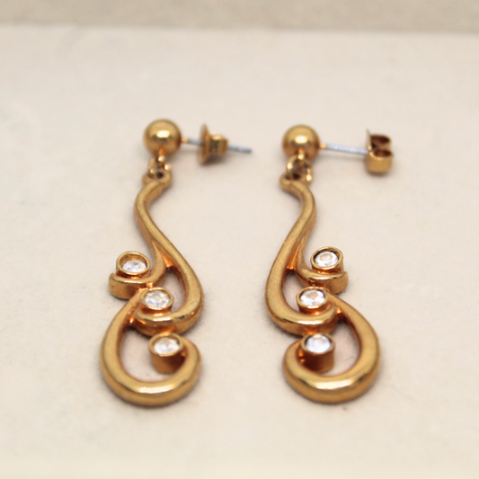 Gold Swirl Drop Earrings