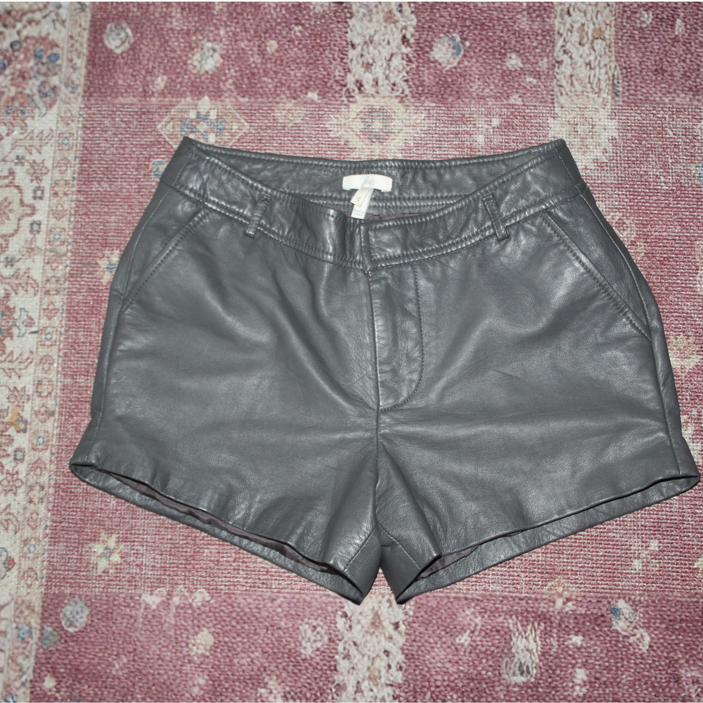 Grey Leather Shorts Sz 28