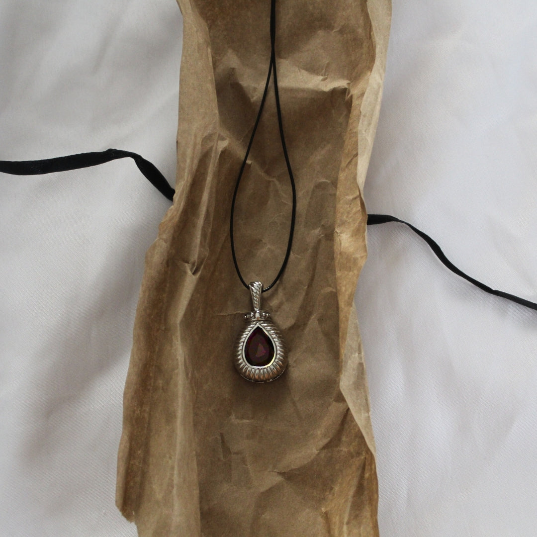 Silver Ruby Cord Pendant