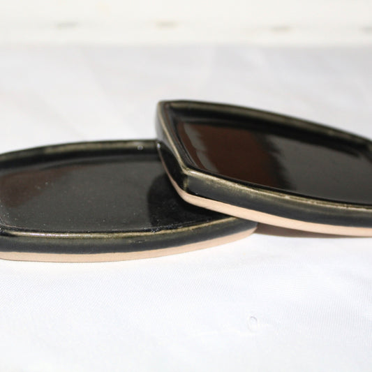 Deep Green Glazed Trinket Trays