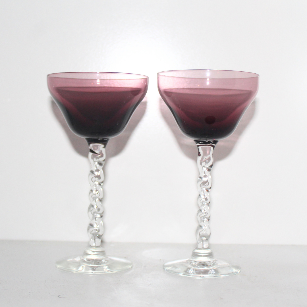 Plum Twisted Stem Cocktail Glasses