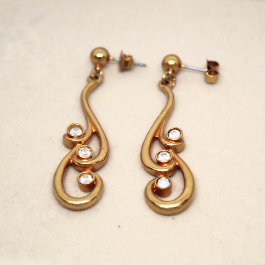 Gold Swirl Drop Earrings