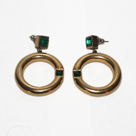 Emerald Geometric Drop Earrings