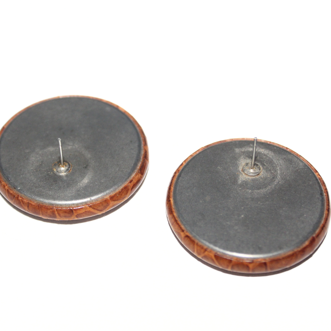 Brown Textured Stud Earrings