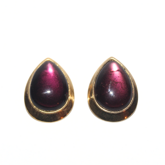 Plum Teardrop Cabochon Earrings