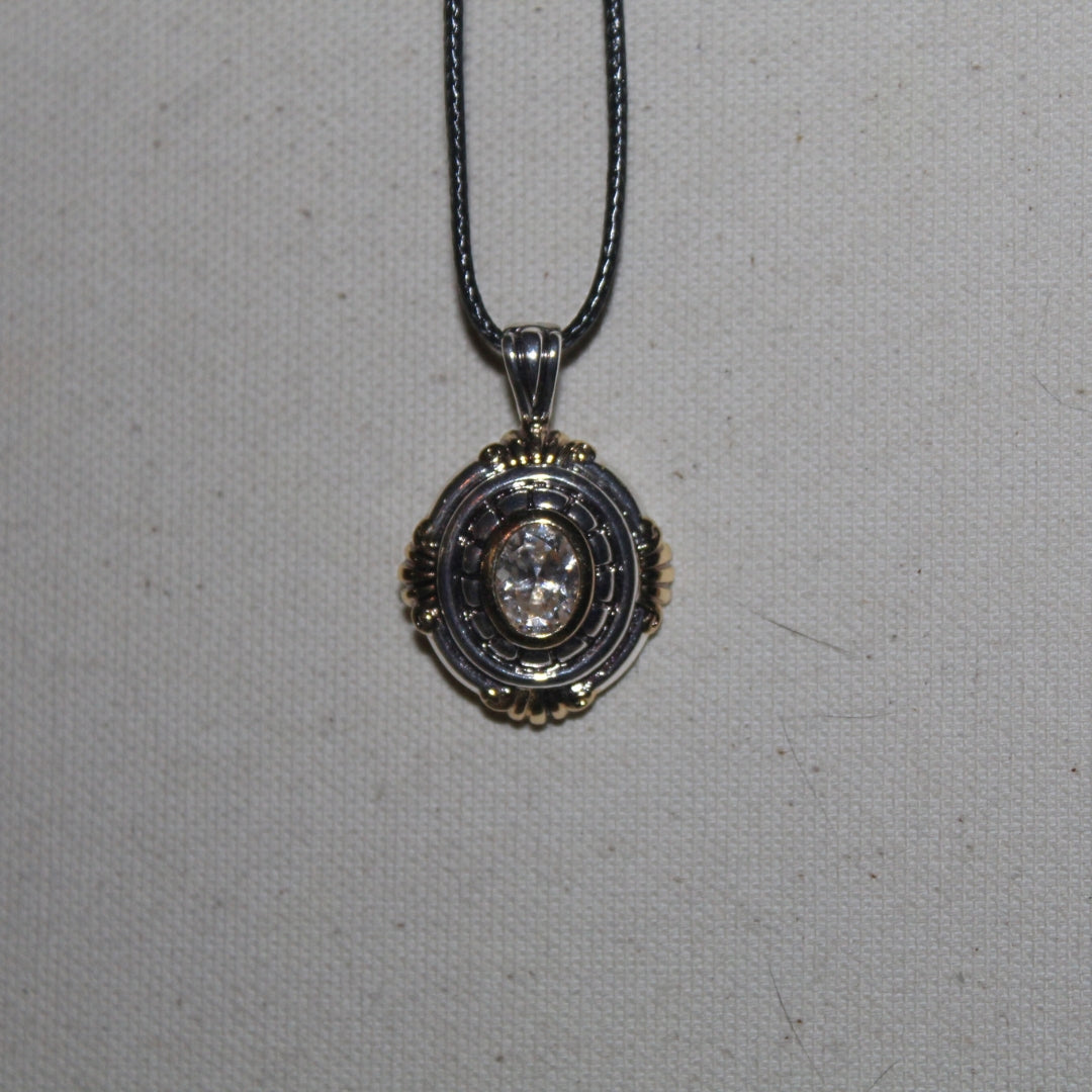 Mixed Metal Cord Pendant Necklace