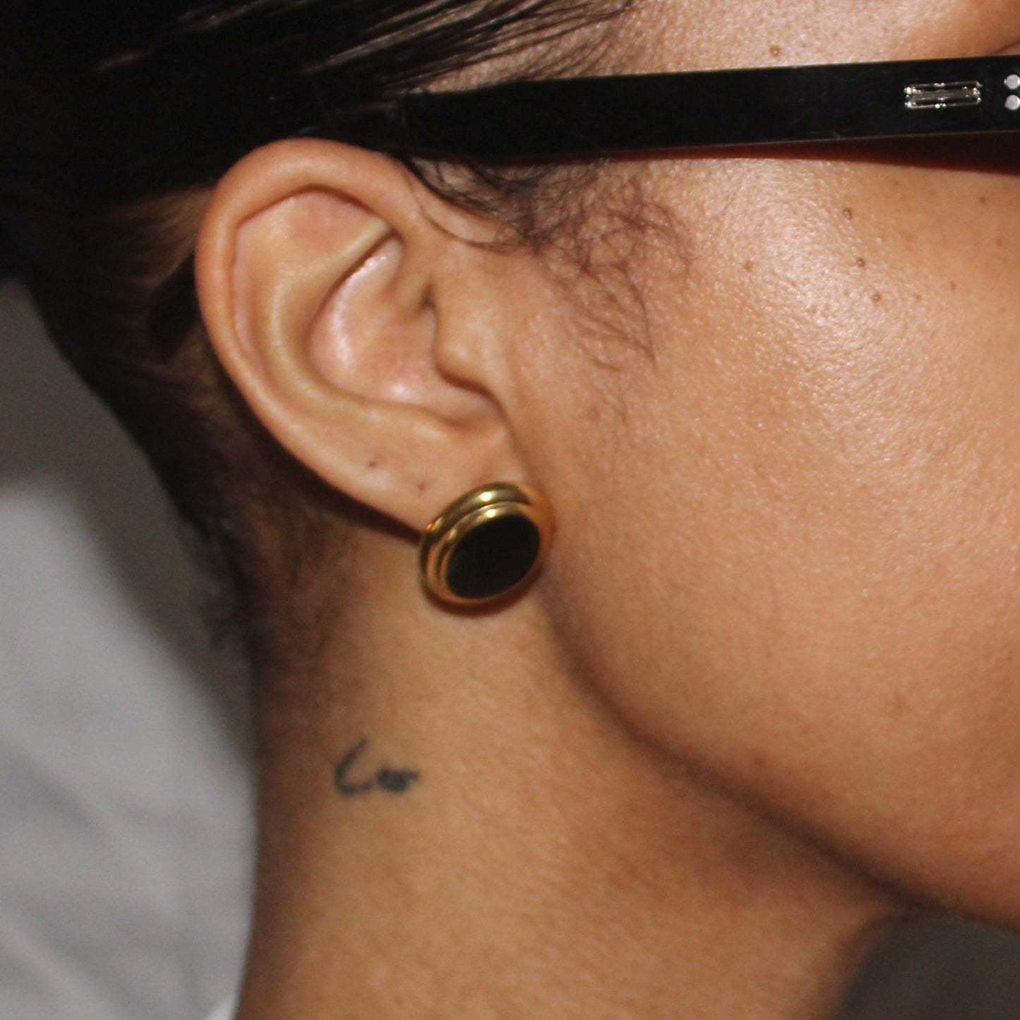 Black and Gold Oval Earrings