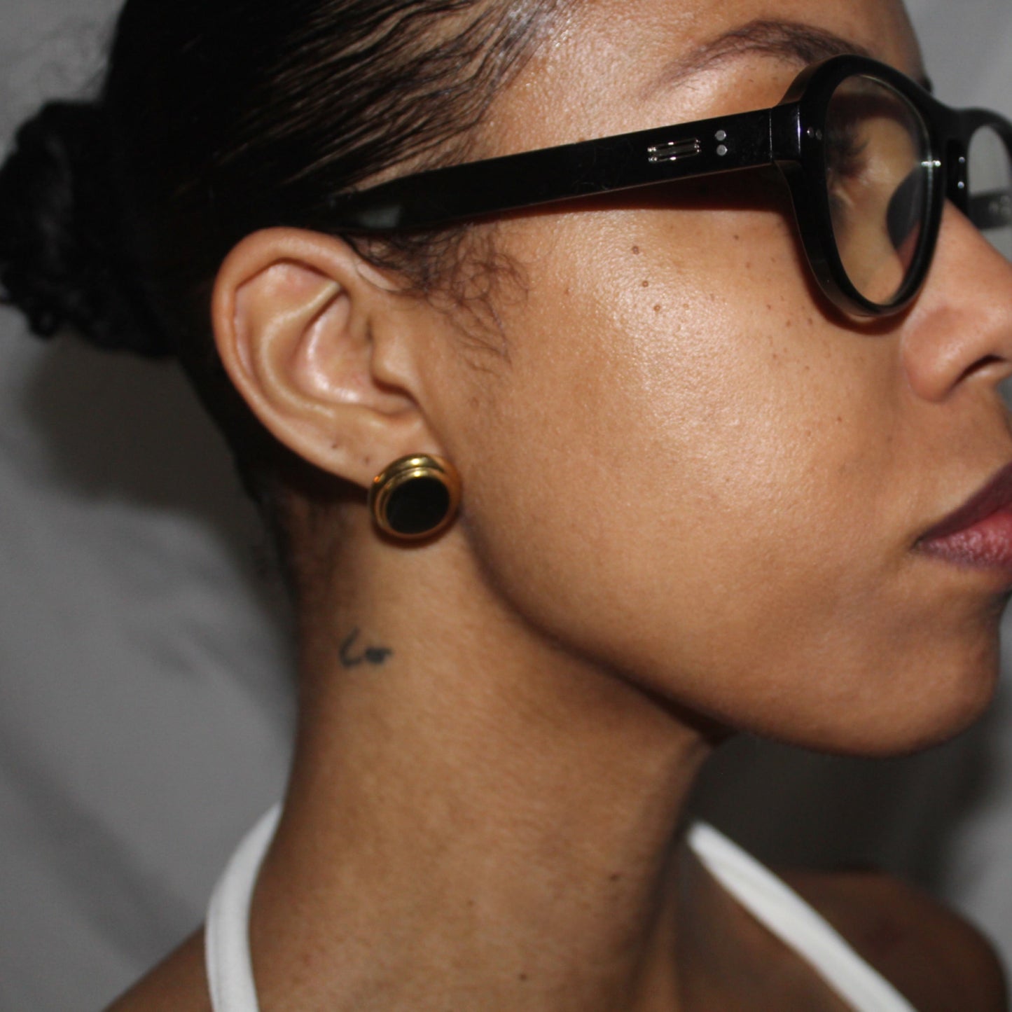 Black and Gold Oval Earrings