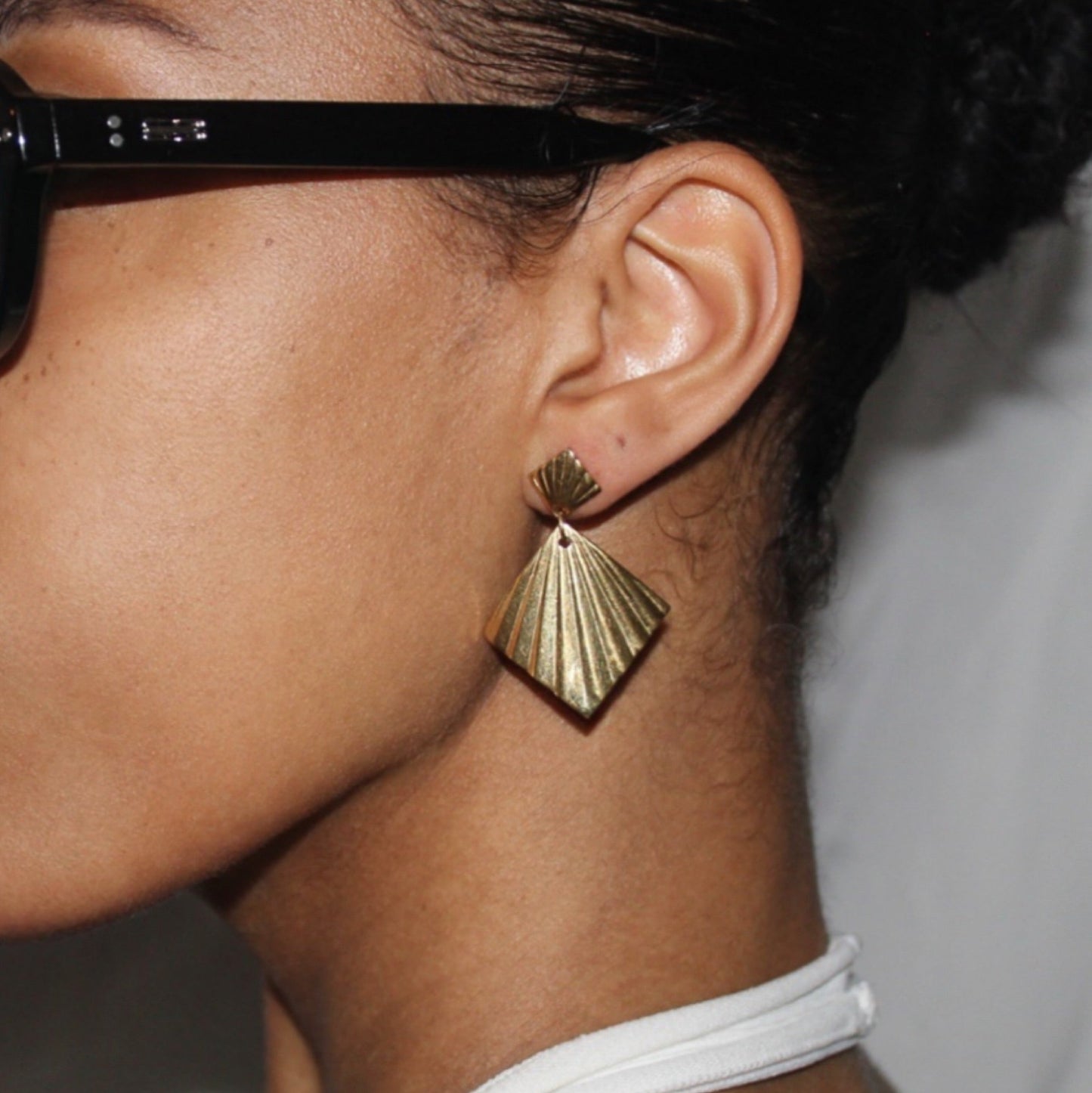Golden Fan Drop Earrings