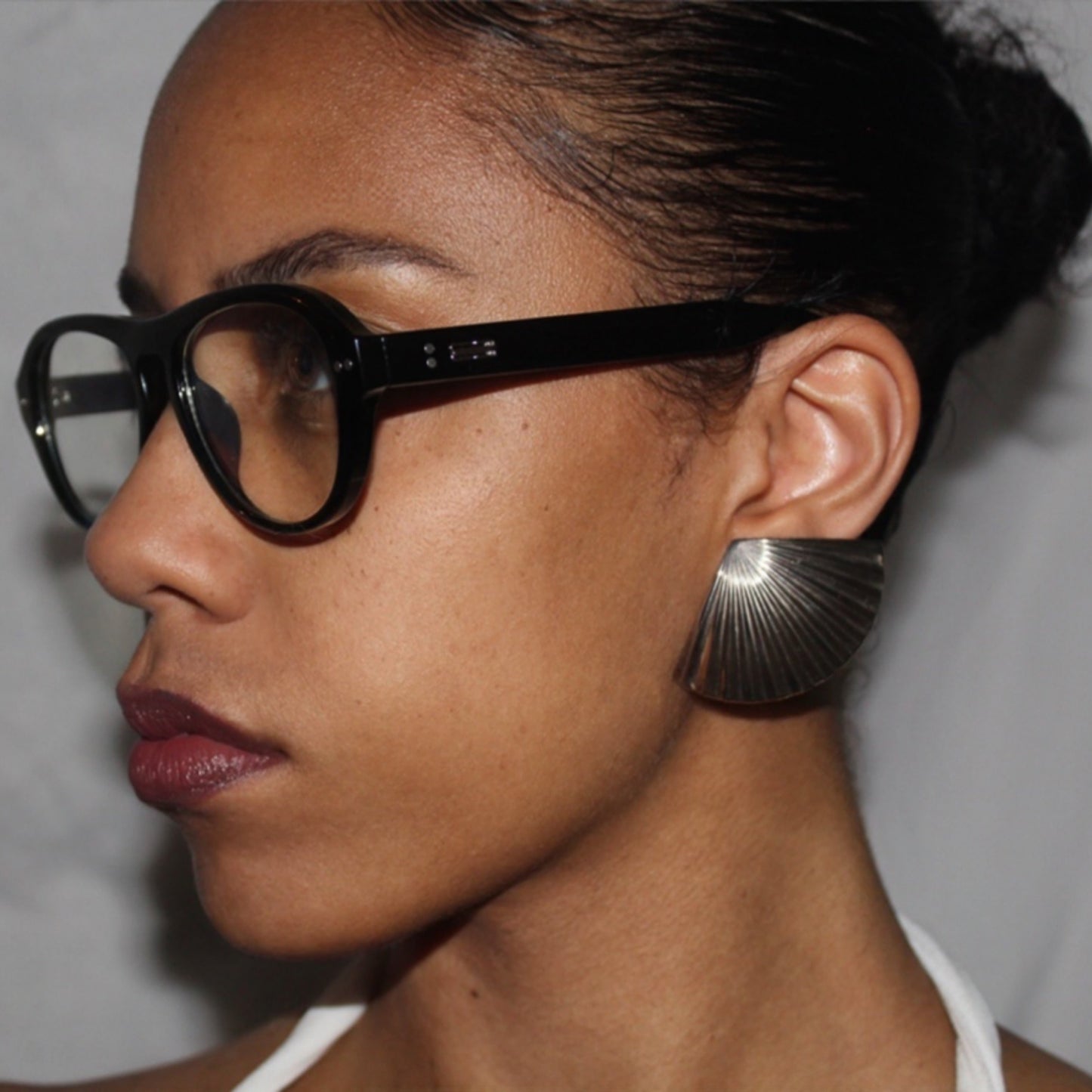 Silver Deco Fan Earrings