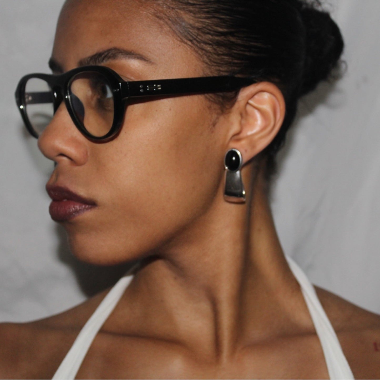 Silver Black Earrings