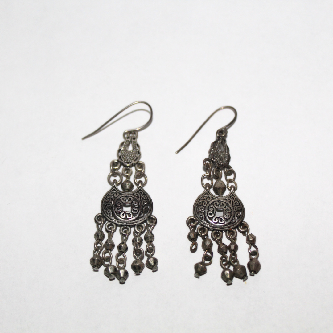 Silver Filigree Chandelier Earrings