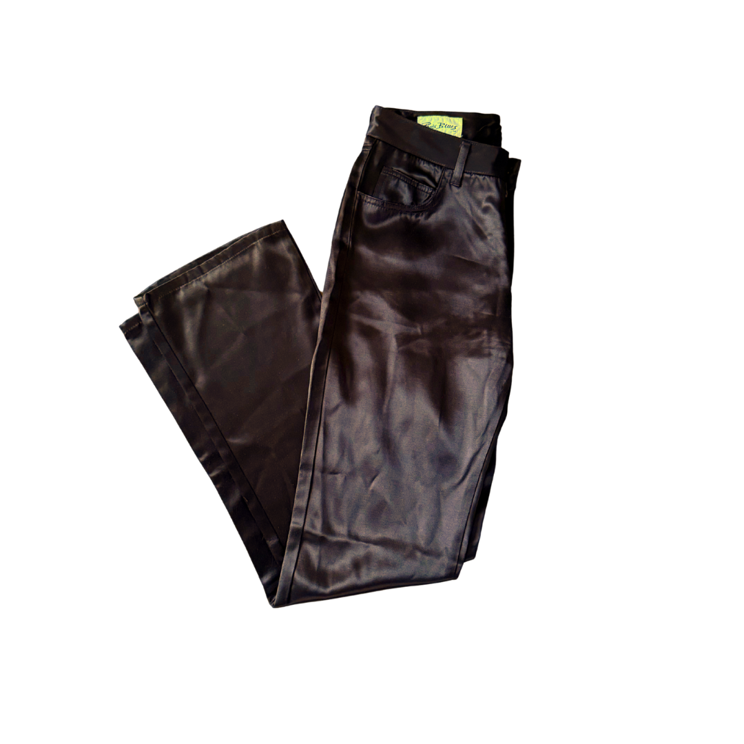 Chocolate Satin Mid Rise Pants Sz 28
