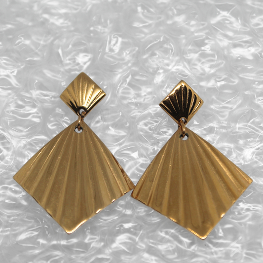 Golden Fan Drop Earrings