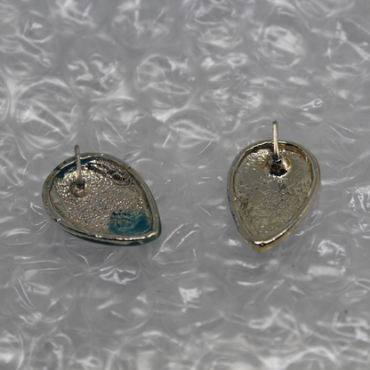 Teal Teardrop Enamel Studs
