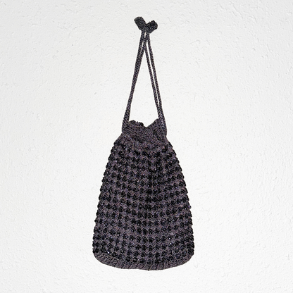 Gray Beaded Crochet Evening Bag