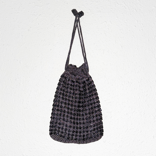 Gray Beaded Crochet Evening Bag