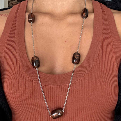 Brown Toned Chunky Beaded Necklace