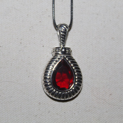 Silver Ruby Cord Pendant