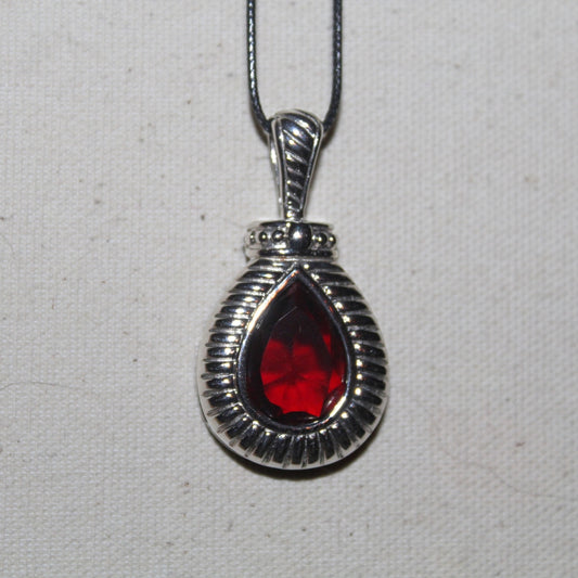 Silver Ruby Cord Pendant
