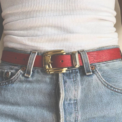 Vintage Red Leather Belt