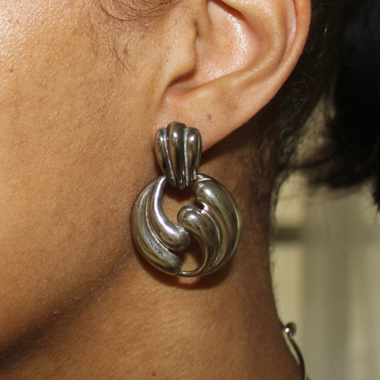 Silver Deco Wave Earrings