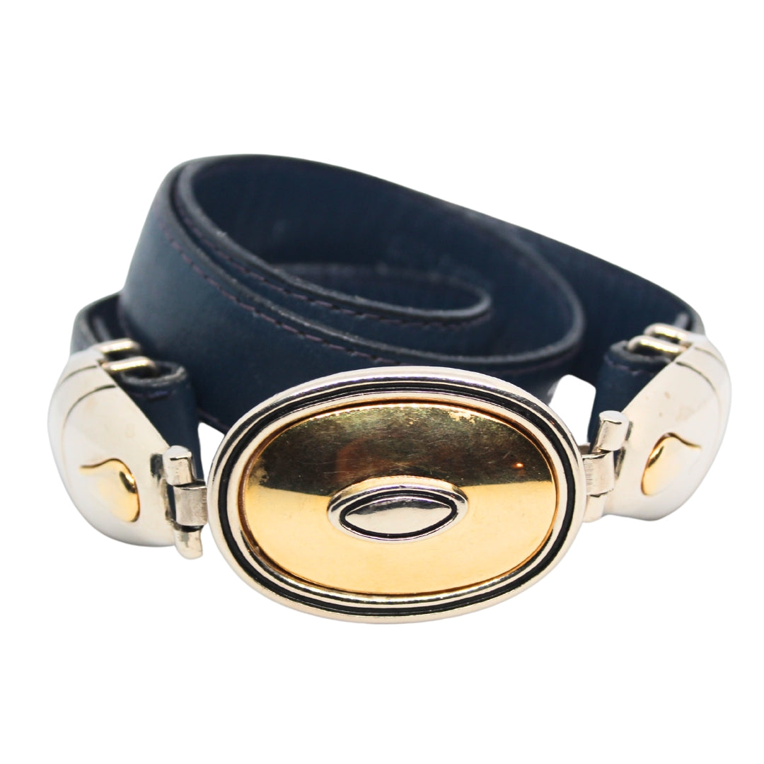 Vintage Navy Leather Belt