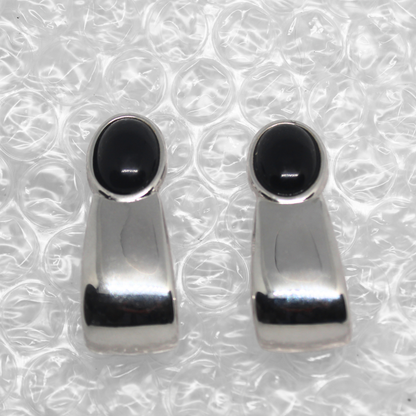 Silver Black Earrings