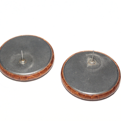 Brown Textured Stud Earrings