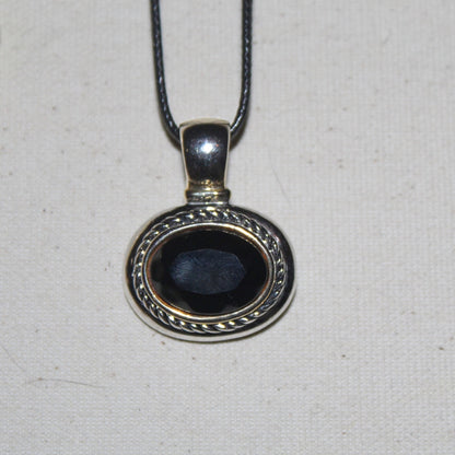Black Mixed Metal Cord Pendant