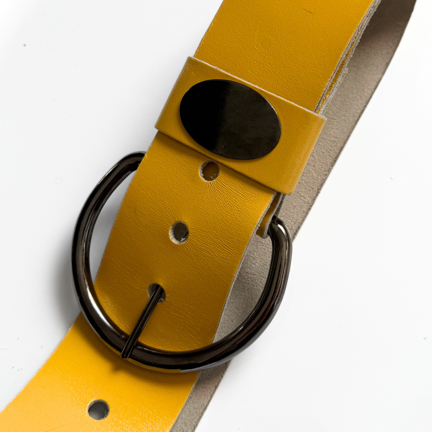 Wide Yellow Leather Belt