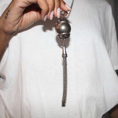 Silver Ball and Tassel Pendant Necklace