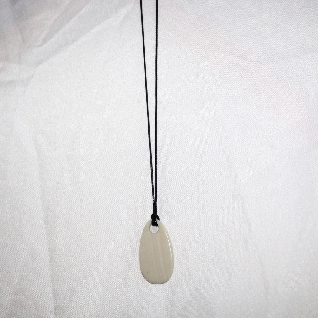 Cream Oval Pendant Necklace