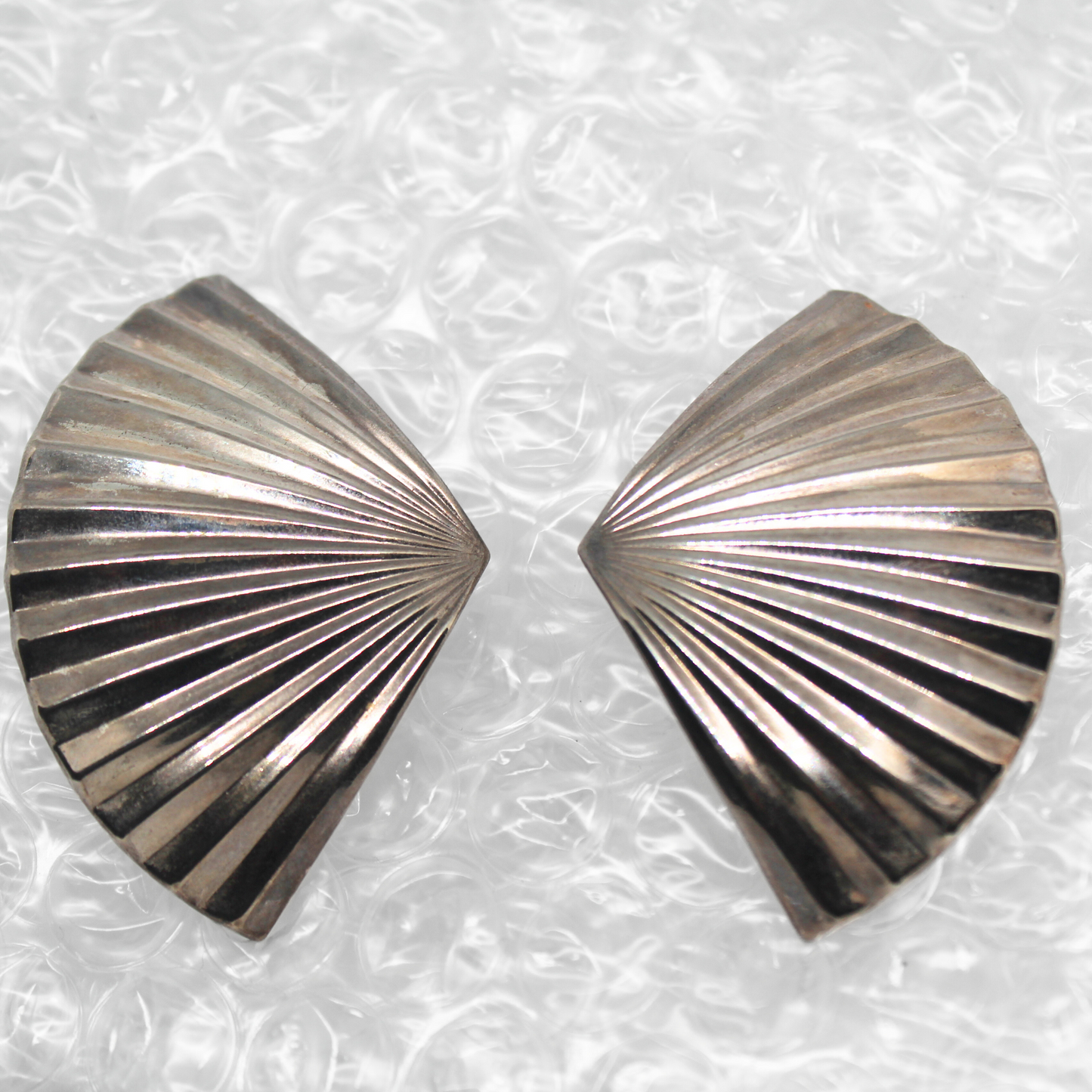 Silver Deco Fan Earrings