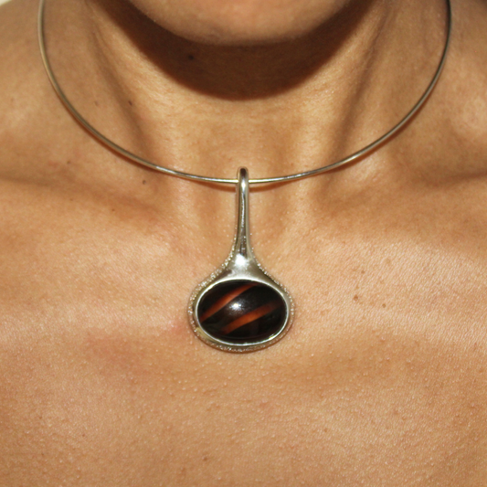 Silver Collar Cabochon Choker