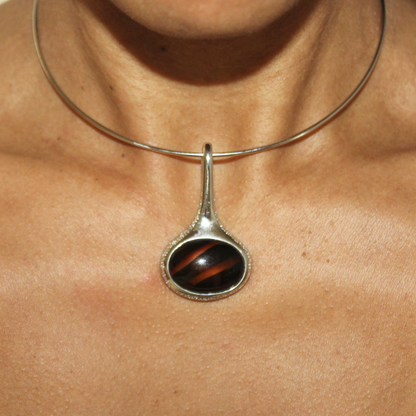 Silver Collar Cabochon Choker