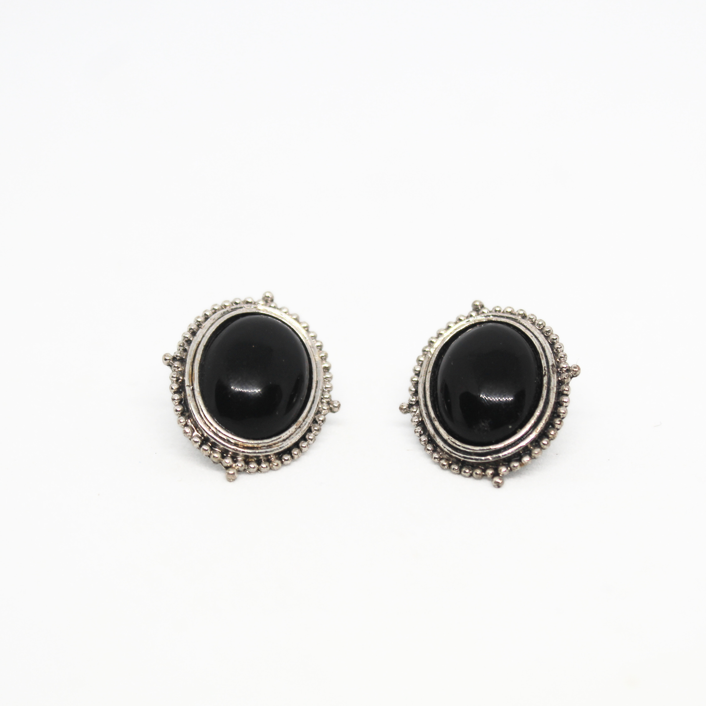 Black Stone Silver Studs