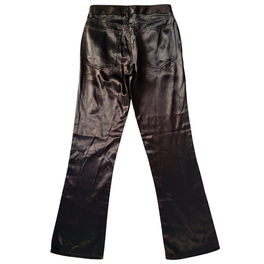 Chocolate Satin Mid Rise Pants Sz 28
