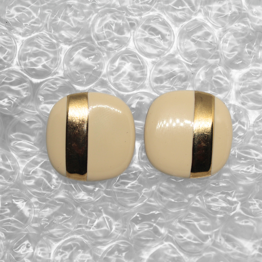 Cream & Gold Enamel Studs