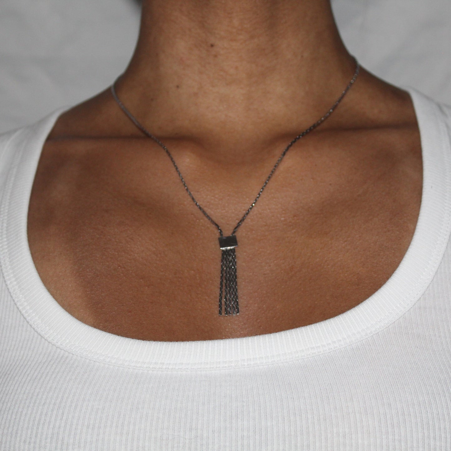 Silver Tassel Bar Necklace