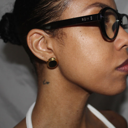 Black and Gold Oval Earrings