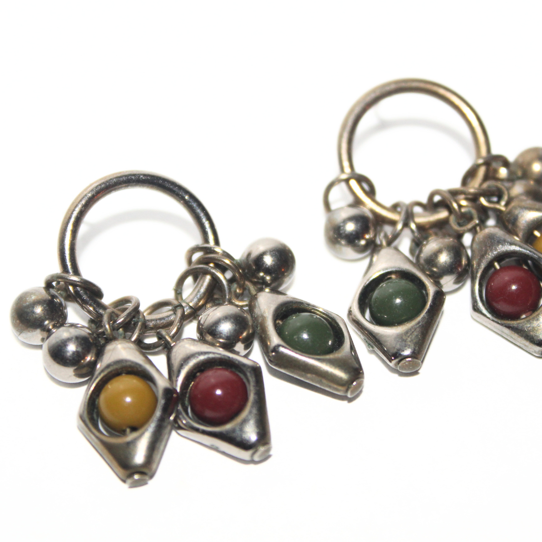 Silver Charm Hoop Earrings